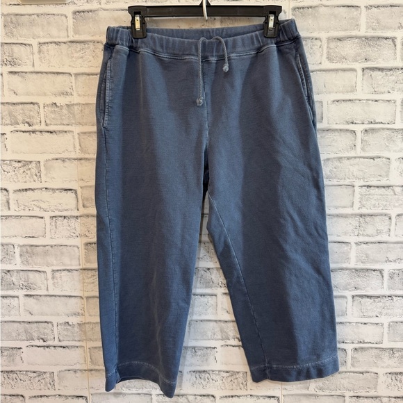 Women’s L.L. Bean blue 100% cotton capris length sweatpants Small - Picture 1 of 3